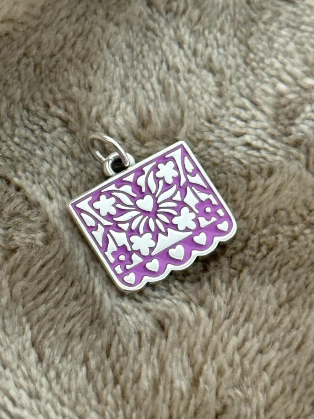 Enamel Papel Picado Charm Sterling Silver Dangle